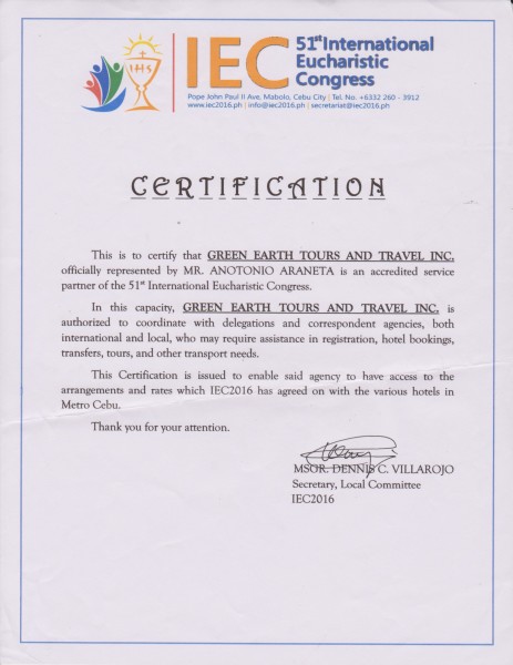 Green Earth Tours and Travel is an accredited service provider of IEC2016.