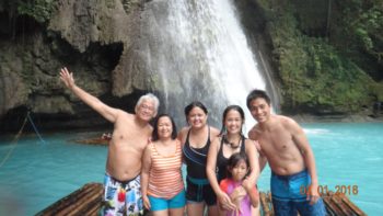 Cooling off the fresh waters of Kawasan Falls after swimming with the whalesharks in Oslob